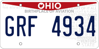 OH license plate GRF4934