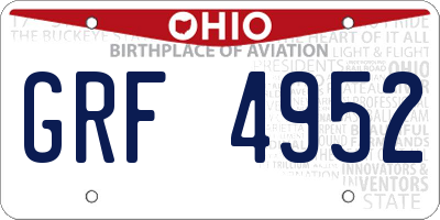 OH license plate GRF4952