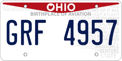 OH license plate GRF4957