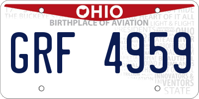 OH license plate GRF4959