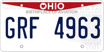 OH license plate GRF4963