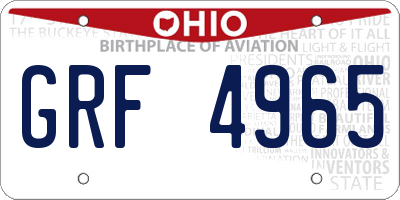 OH license plate GRF4965