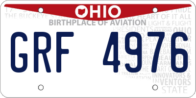 OH license plate GRF4976