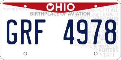 OH license plate GRF4978