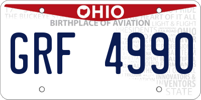 OH license plate GRF4990