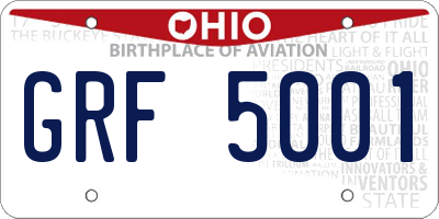 OH license plate GRF5001