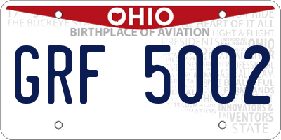 OH license plate GRF5002