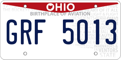 OH license plate GRF5013
