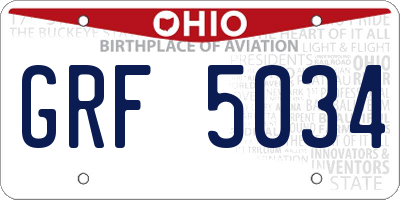 OH license plate GRF5034