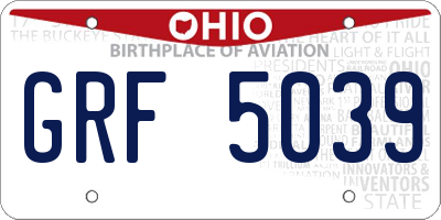 OH license plate GRF5039