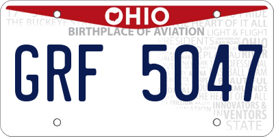 OH license plate GRF5047