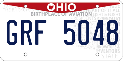 OH license plate GRF5048