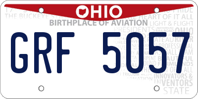 OH license plate GRF5057