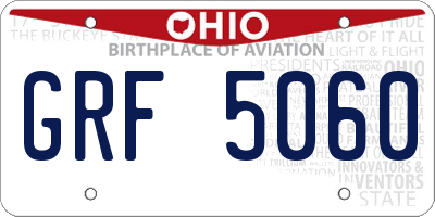 OH license plate GRF5060