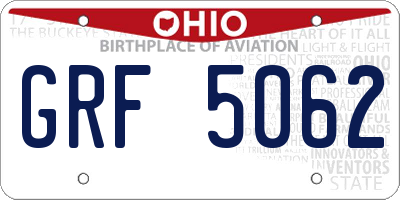 OH license plate GRF5062