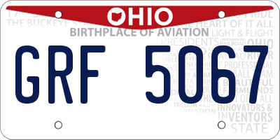 OH license plate GRF5067