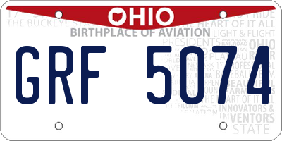 OH license plate GRF5074