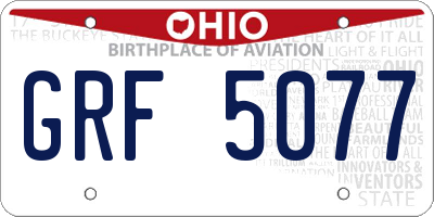 OH license plate GRF5077
