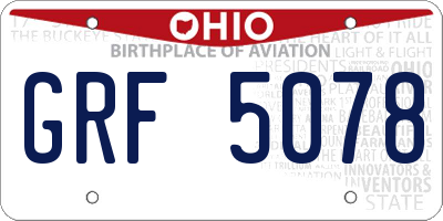 OH license plate GRF5078