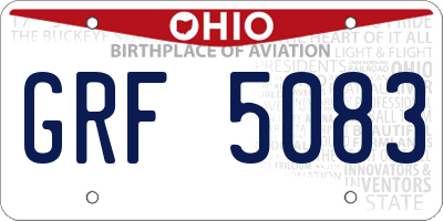 OH license plate GRF5083