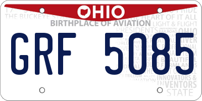 OH license plate GRF5085