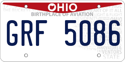 OH license plate GRF5086