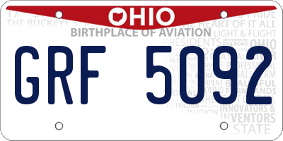 OH license plate GRF5092