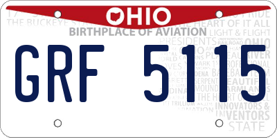OH license plate GRF5115