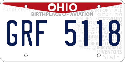 OH license plate GRF5118
