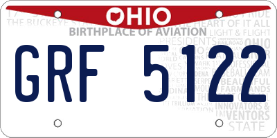 OH license plate GRF5122