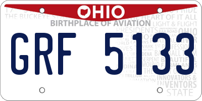 OH license plate GRF5133
