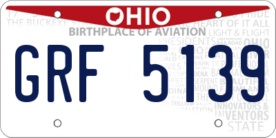 OH license plate GRF5139
