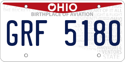 OH license plate GRF5180
