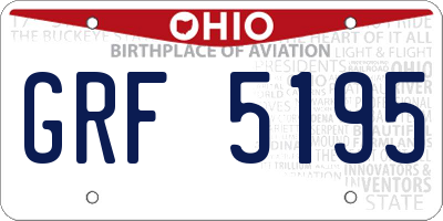 OH license plate GRF5195