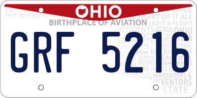 OH license plate GRF5216