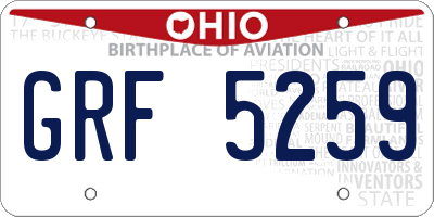 OH license plate GRF5259