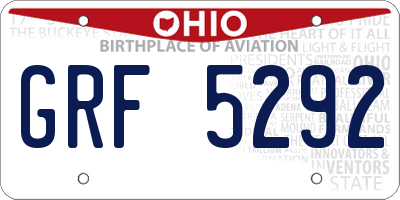OH license plate GRF5292