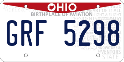 OH license plate GRF5298