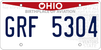 OH license plate GRF5304