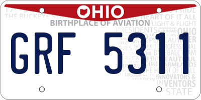 OH license plate GRF5311