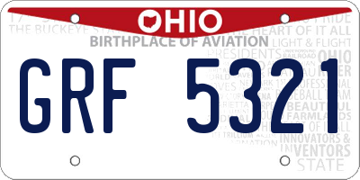 OH license plate GRF5321