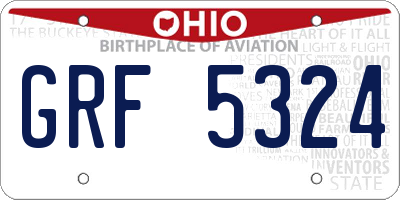 OH license plate GRF5324