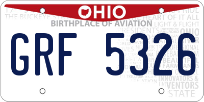 OH license plate GRF5326