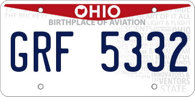 OH license plate GRF5332