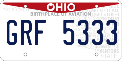 OH license plate GRF5333