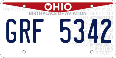 OH license plate GRF5342