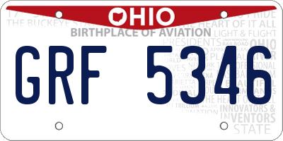 OH license plate GRF5346