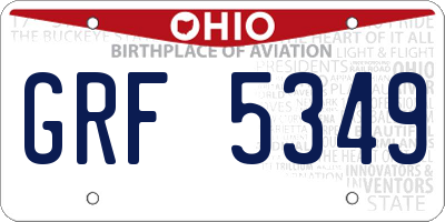 OH license plate GRF5349