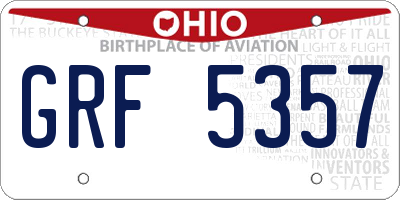 OH license plate GRF5357
