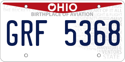 OH license plate GRF5368